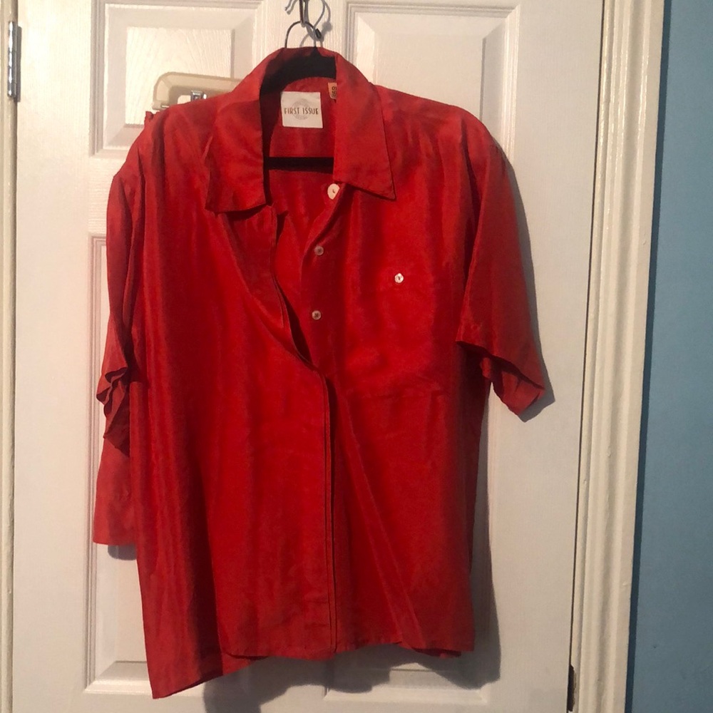 Red Short Set Button-Up Shirt